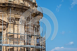 Cathedral in Palermo with scaffolding, restoration of monuments