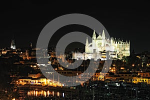 Cathedral in Palma de Majorca at night