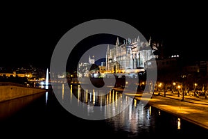 Cathedral of Palma de Mallorca at night - Spain