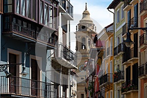 Cathedral of Pamplona from Mercaderes street, Spain