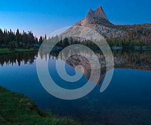 Cathedral Peak and Lake. Yosemite National Park. photo