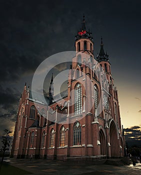 Cathedral of the Protection of the Holy Virgin in Radom. Beautifull medieval neogothic church photo