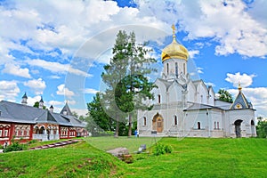Cathedral and Queen's chambers in Savvino-Storozhevsky man's monastery in Zvenigorod, Russia