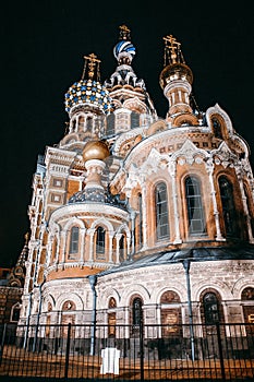 Cathedral of the Resurrection of Christ (Savior on Spilled Blood) on summer night. Saint-Petersburg, Russia