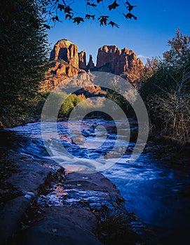 Cathedral Rock above Oak Creek near Sedona Arizona