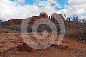 Cathedral Rock in Red Rock State Park outside of Sedona, Arizona in winter.