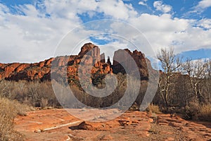 Cathedral Rock in Red Rock State Park outside of Sedona, Arizona in winter.