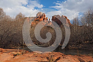 Cathedral Rock in Red Rock State Park outside of Sedona, Arizona in winter.