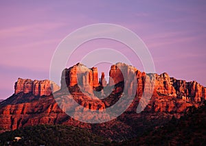 Cathedral Rock in Sedona, Arizona at sunset photo