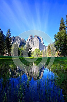 Cathedral Rocks and Sky Reflecting