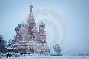 Cathedral of Saint Basil the Blessed on winter Red Square, Moscow, Russia