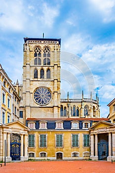 Cathedral of saint jean baptist in the historical center of Lyon, France