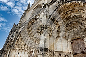 cathedral Saint Jean Baptiste, detailed view of french city Bazas at summer time