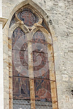 cathedral Saint Jean Baptiste, detailed view of french city Bazas at summer time