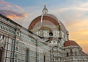 Cathedral of Saint Mary of the Flower Cattedrale di Santa Maria del Fiore or Duomo di Firenze at sunset, Florence, Italy