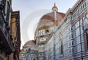 Cathedral of Saint Mary of the Flower or Duomo di Firenze at sunrise, Florence, Italy