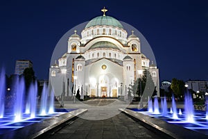 Cathedral of Saint Sava by night
