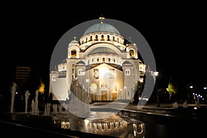 Cathedral of Saint Sava at night, Belgrade, Serbia
