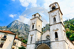 Cathedral Saint Tryphon in old town of Kotor, Montenegro.