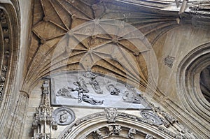 Cathedral of San Salvador de Oviedo entrance from Plaza de AlfonsoII El Casto Square in Oviedo City in Spain