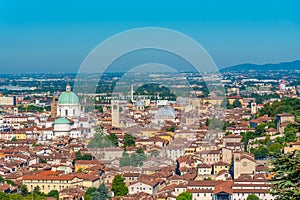 Cathedral of Santa Maria Assunta and Aerial view of Italian city Brescia