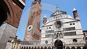 Cathedral of Santa Maria Assunta with the bell tower Torrazzo in Cremona, Italy