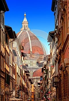 Cathedral Santa Maria del Fiore against the blue sky.Florence