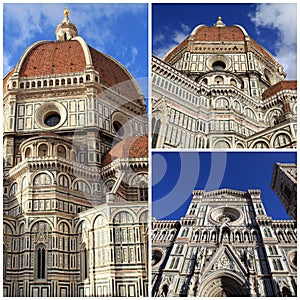 Cathedral of Santa Maria del Fiore, Florence, Italy. Travel photo collage