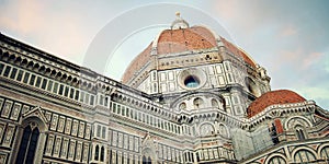 Cathedral of Santa Maria del Fiore in Florence, Italy. Vintage effect.