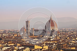 Cathedral Santa Maria del Fiore in Florence at sunrise