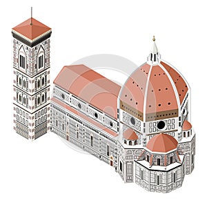 The Cathedral of Santa Maria del Fiore isometric vector illustration