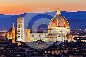 Cathedral Santa Maria del Fiore at sunset. Florence. Italy