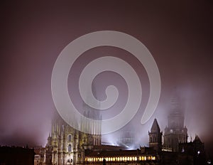 Cathedral in Santiago de Compostella at night
