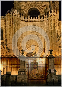 Cathedral Seville and La Giralda at night. Seville, Spain