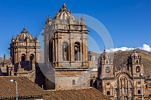 Cathedral and Society of Jesus Church Bell Towers Cuzco Peru