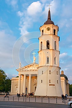 Cathedral Square and bell tower at sundown light