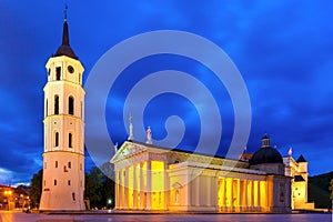 Cathedral Square in the evening, Vilnius.