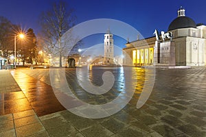 Cathedral Square in the evening, Vilnius.