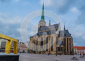 Cathedral of St. Bartholomew in the main square of Pilsen Plzen, Czech Republic