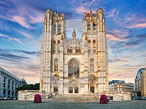 Cathedral of St. Michael and St. Gudula is a Roman Catholic church on the Treurenberg Hill in Brussels, Belgium. photo