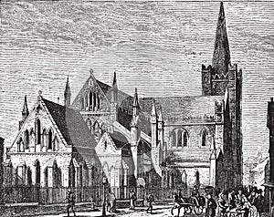 The Cathedral of St. Patrick, vintage engraving