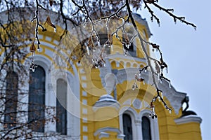 Cathedral of St. Vladimir, 19th century Kyiv, on a winter day