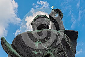 Cathedral and Svetozar Miletic statue, Novi Sad, Vojvodina province, Serbia. photo