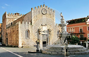 Cathedral of Taormina and Tauro fountain photo