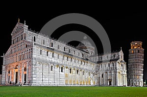 The Cathedral and the Tower of Pisa at night