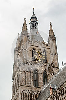 Cathedral tower in Ypres flander Belgium photo