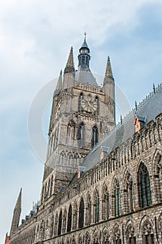 Cathedral tower in Ypres flander Belgium photo