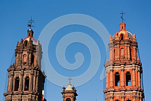 Cathedral towers detail in San Luis Potosi