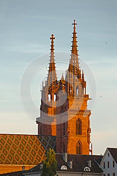 Cathedral towers in sunset