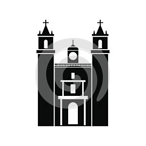 Cathedral in Valladolid, Mexico icon, simple style